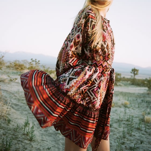 Zara Pastel Pink Geometric Short Dress Boho Size XL - Picture 15 of 16